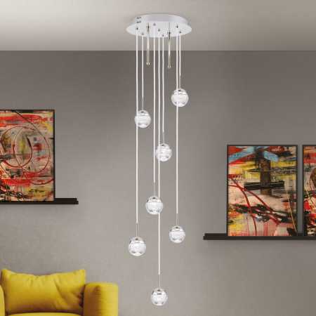 Pendelleuchte mit Kristallkugeln