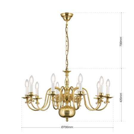 Messing- Kronleuchter 10-flammig