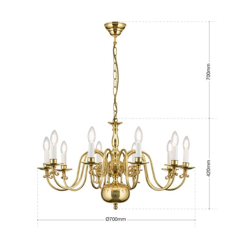 Messing- Kronleuchter 10-flammig