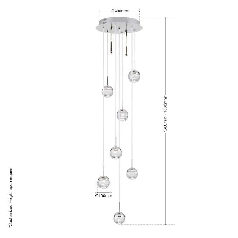 Pendelleuchte mit Kristallkugeln